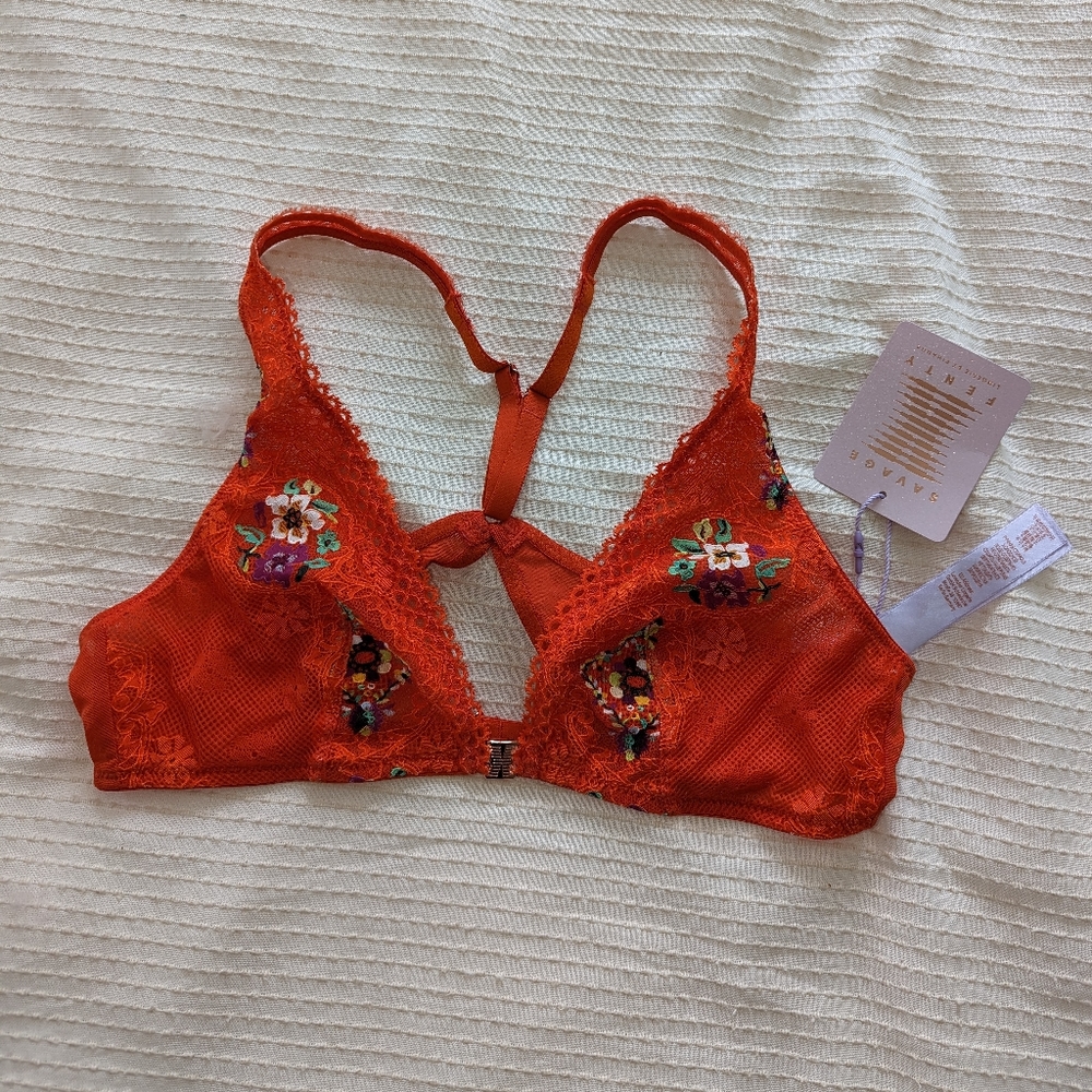 Fenty Orange Embroidered Bralette Bralette